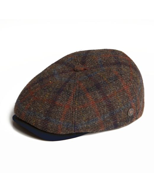 Dasmarca Hats Brown Aaron Harris Tweed Wool Cap With Earflaps for men