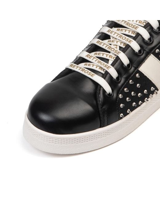Rettrose Black Teri Luxury Suede Handmade Embellished Tennis Shoe