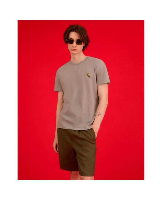 INGMARSON Gray Olives Embroidered Organic Cotton T-Shirt for men