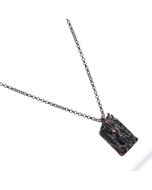 Ebru Jewelry Black Santa Muerte Sterling Necklace for men