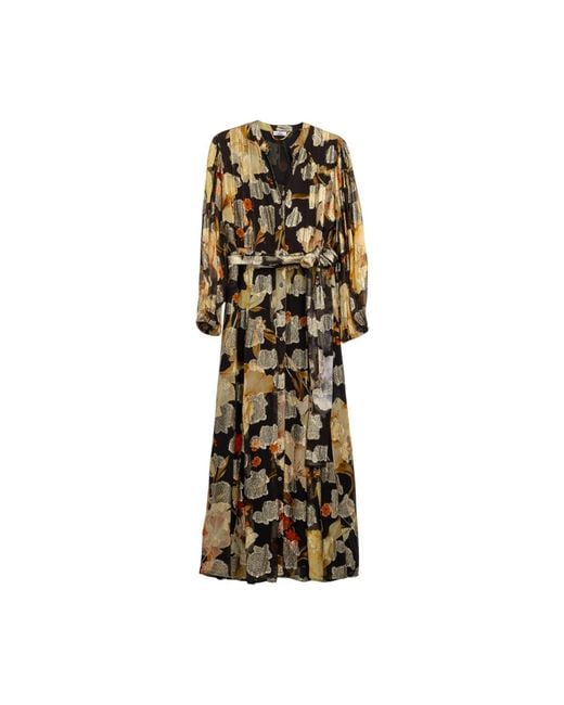 Niza Blue Long Sleeved Floral Print Maxi Dress