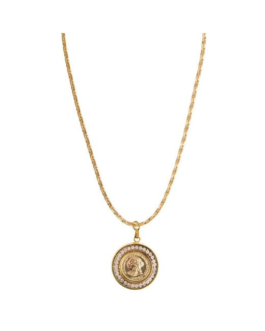Caramel Vintage Jewellery Metallic Crystal Halo Coin Necklace