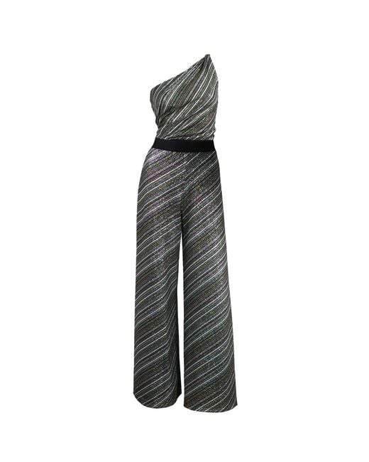 Me & Thee Gray Pot Luck Metallic Stripe Jumpsuit