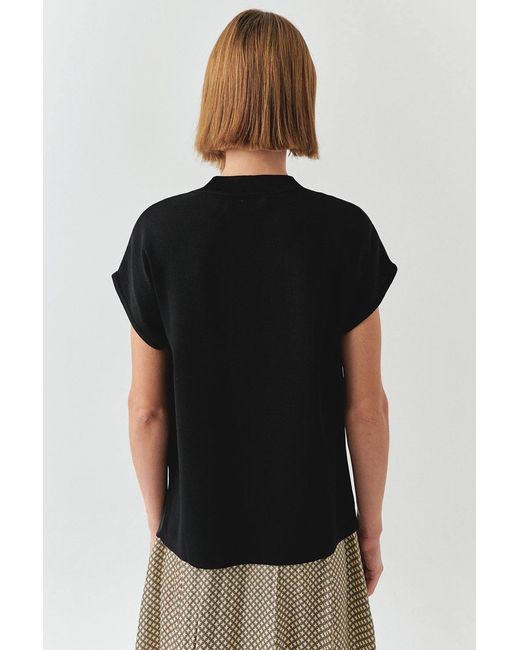 Exquise Black Nyomi Crew Neck Short Sleeve Blouse