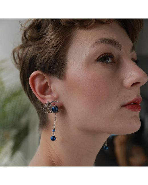Retro Chic Blue Dandelion Earrings