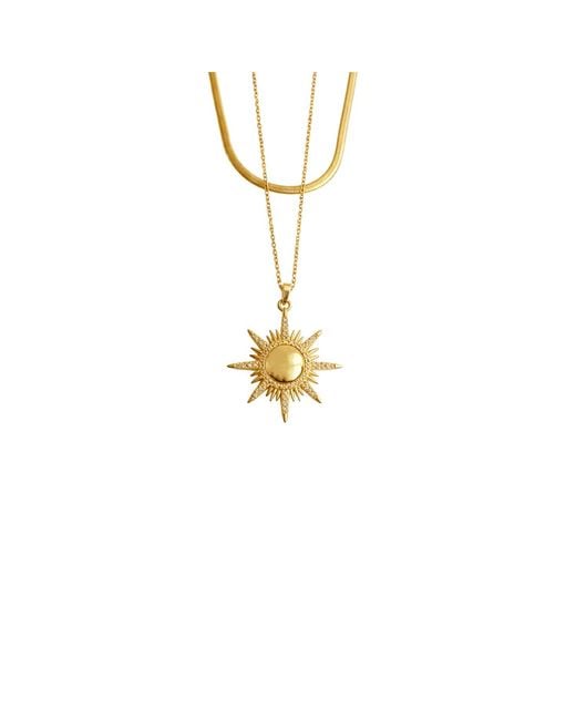 Maison De Gala Metallic Golden Sunburst Pendant Necklace