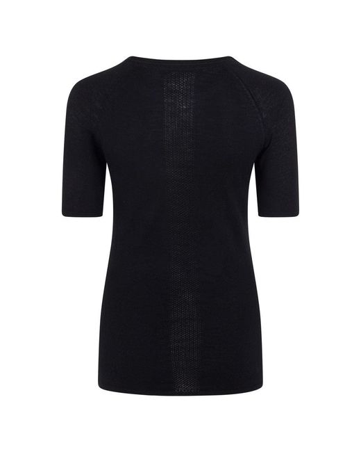Paul James Knitwear Black Midweight Merino Activewear Selene T-Shirt