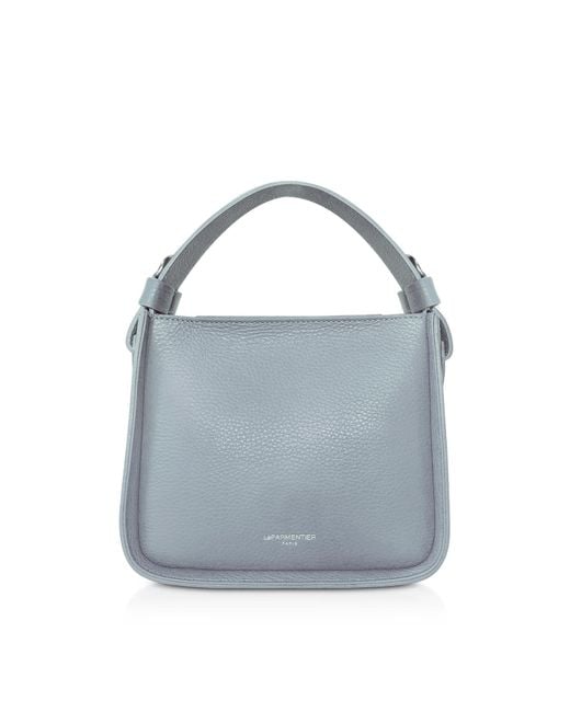 Le Parmentier Blue Duplo Small Hammered Leather Top Handle Bag