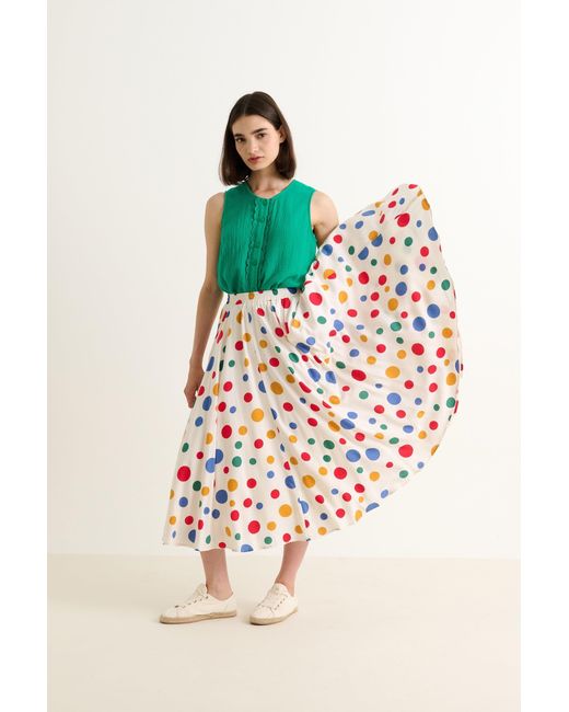 Louche White Agatha Dotty Print Circle Midaxi Skirt