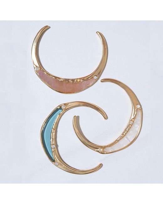 Rare Matters Jewelry Metallic Gemstone Inlay Bangle Cuff