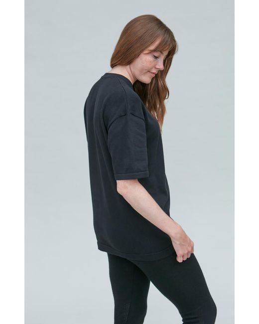 Paul James Knitwear Black Lightweight Cotton Fenn Oversized Knitted T-Shirt