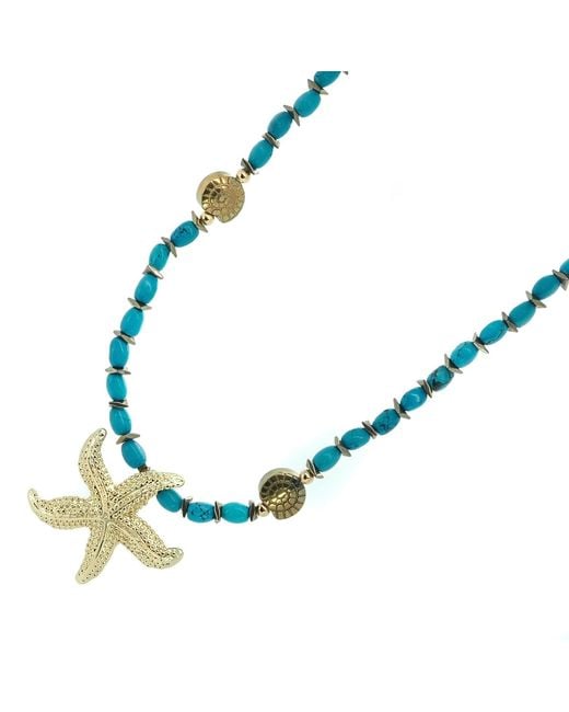 Ebru Jewelry Blue Ocean Spirit Starfish & Choker Necklace