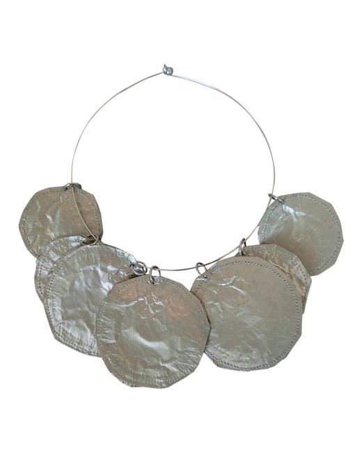 Romer Millinery Gray Metallic Silk Coin Choker