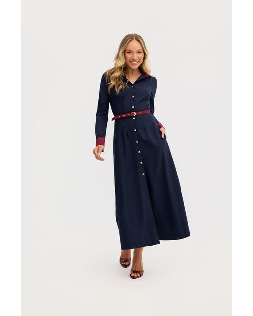 Why Mary Blue Marion A-Line Classic Midi Dress