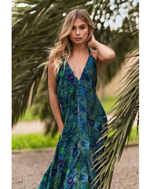 Sophia Alexia Blue Iguana Silk Ibiza Dress