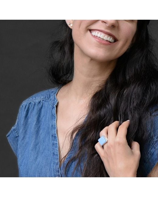 Smart Glass Jewelry Blue Recycled Sake Bottle Cube Ring Periwinkle