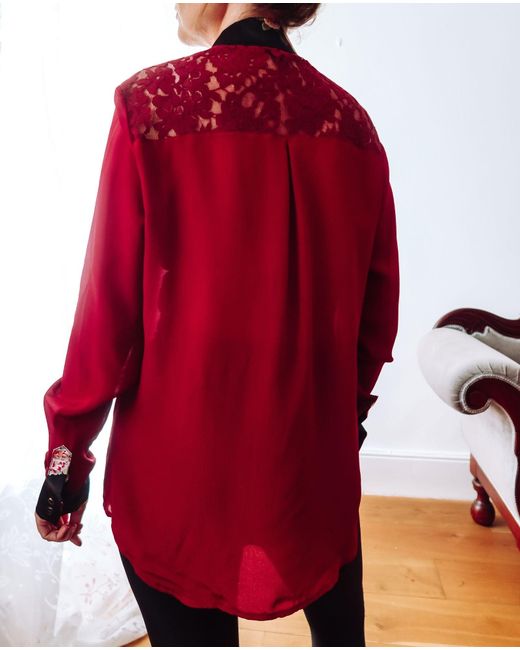 Sophie Cameron Davies Red Burgundy Classic Silk Shirt