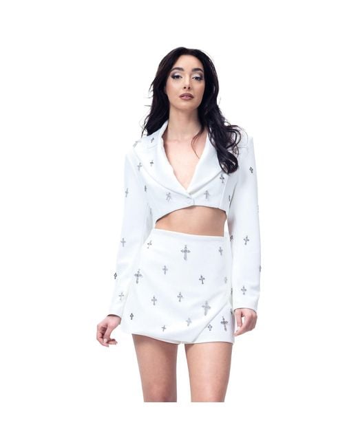 Vazaf White Saint Cropped Blazer