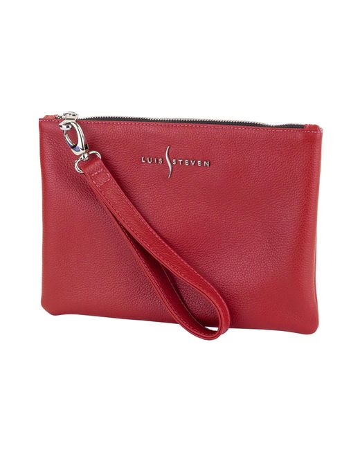 Luis Steven Red Crossbody Pouch- Pebble Leather