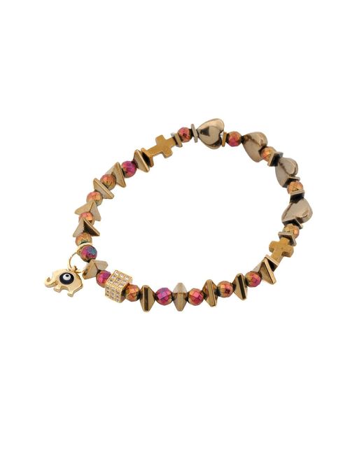 Ebru Jewelry Multicolor Hematite Stone Protective Evil Eye Lucky Elephant Bracelet Set