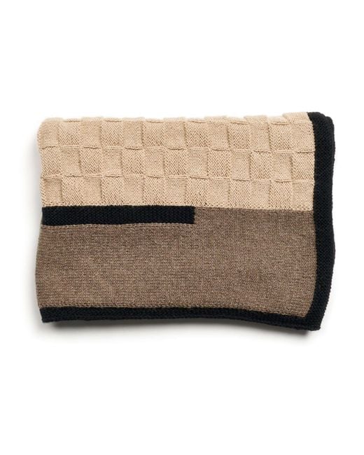Variously Brown Plush Muhu Hand Knitted Alpaca Blanket Shawl