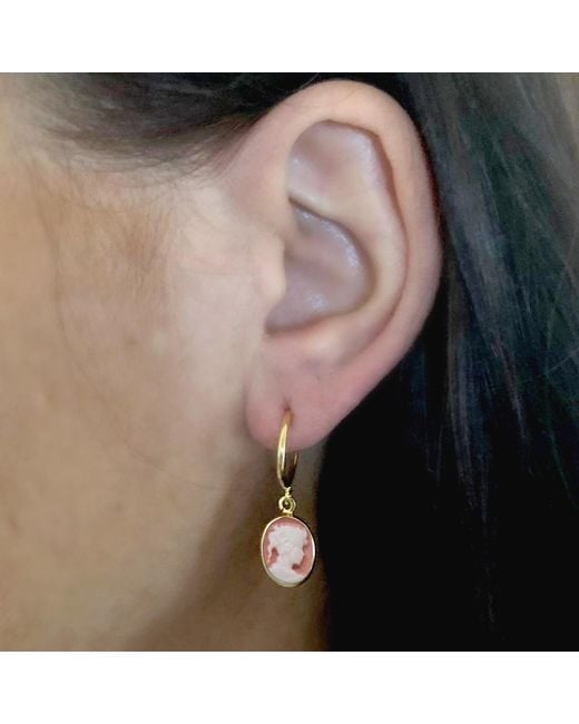Vintouch Italy Multicolor Plated Mini Cameo Hoop Earrings