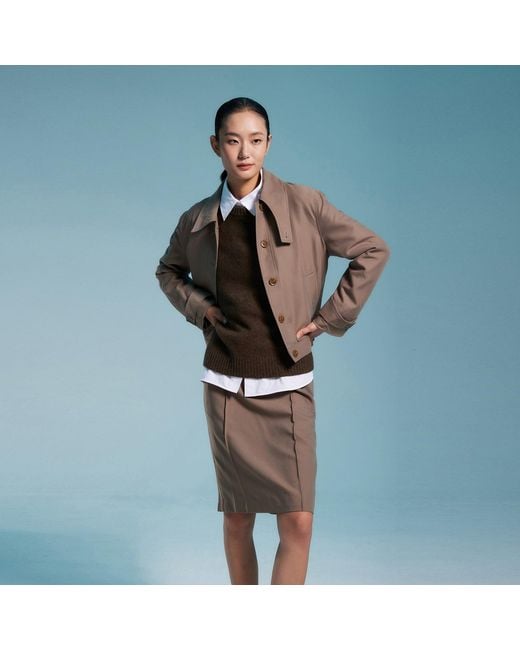 Smart and Joy Gray Buttoned Collar Short Jacket