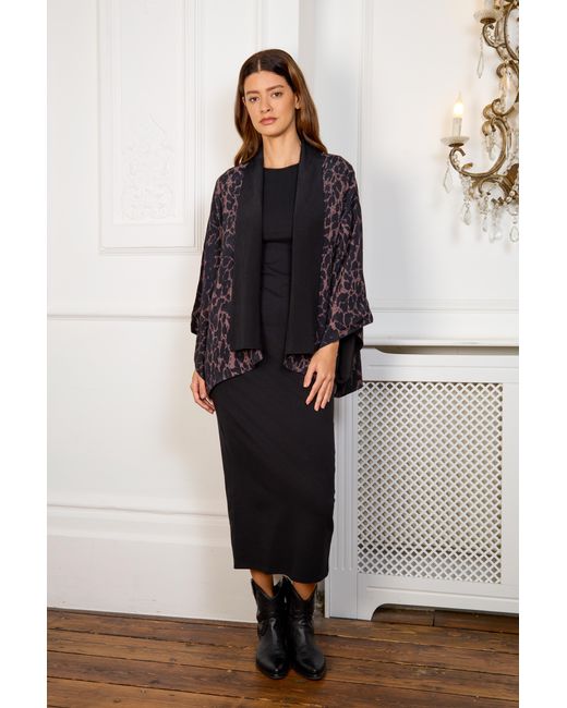 Artemis Muse Black Leopard Print & Reversible Kimono