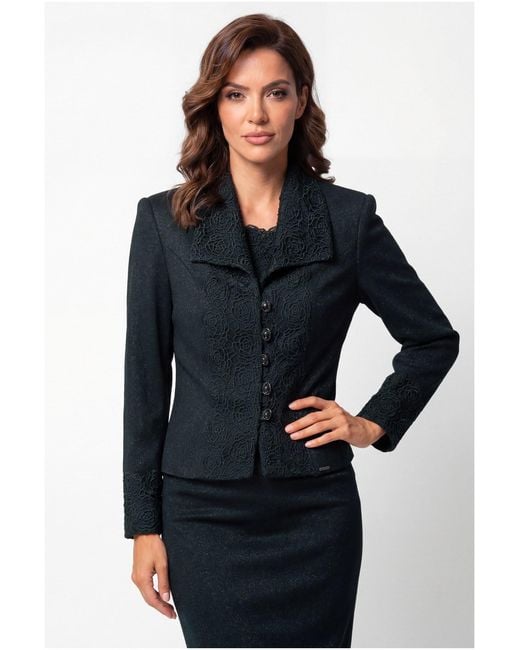 Luna Fashion House Black Tailored Lace Blazer, Jody
