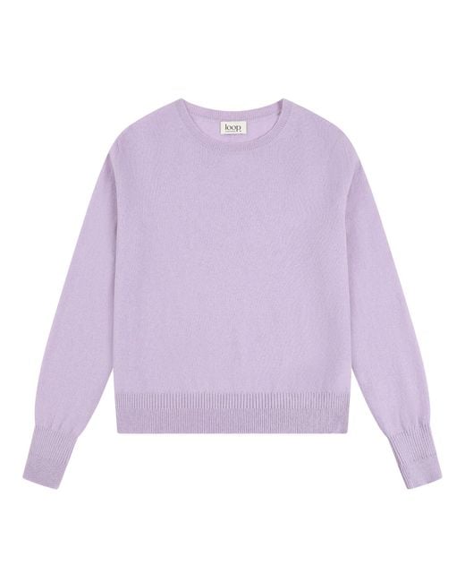 Loop Cashmere Purple Cashmere Crew Neck Sweater