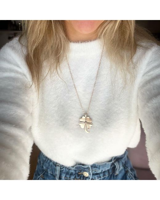 Ecce | Artisan Diamonds Natural 14K Solid Lucky You 4 Leaf Clover Diamond Lucky Pendant