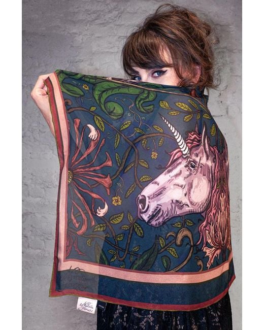 Natalia Petruch Green Mystic Rabbit Silk Chiffon Scarf