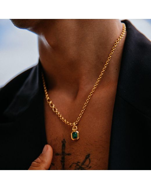 33mm Metallic Abel Emerald Pendant Necklace