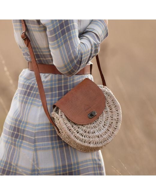 Berber Leather Brown Neutrals The Safi Rattan Round Bag