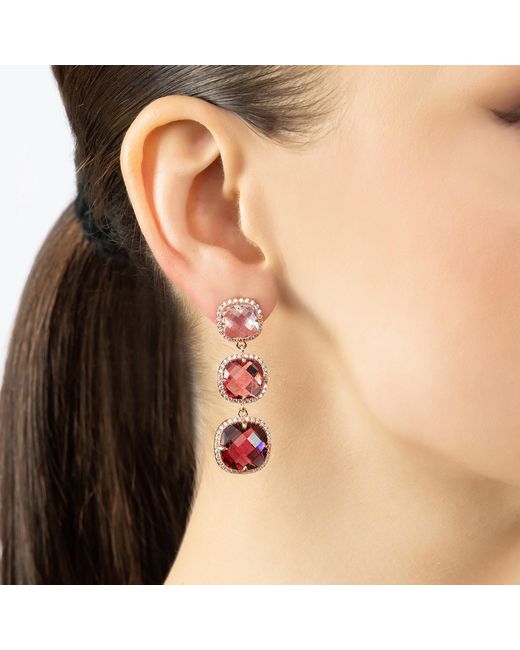 Latelita London Red Rose Knightsbridge Earrings Rosegold Pinks