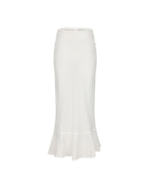 NUAJE NUAJE White Flare-hem Bias Skirt In Cotton Eyelet
