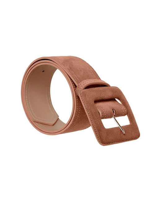 BeltBe Brown Suede Square Buckle Belt