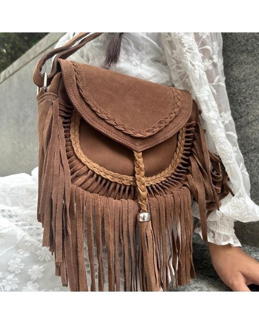 Zasta Studio Brown Banjara Suede Leather Crossbody Bag