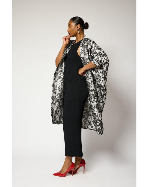 Lioness by Tf Black Monochrome Brocade Kimono Jacket