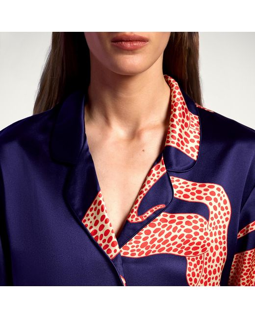 Pola Brand Blue Long-Sleeve Silk Pyjama Shirt