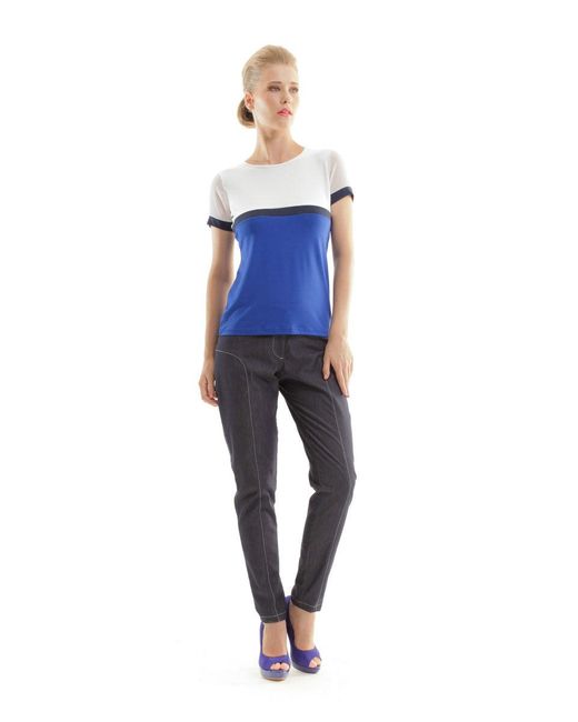 Conquista Blue Contrast Colour Short Sleeve Tee