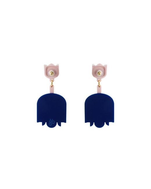 Gissa Bicalho Blue Handmade Acrylic Earring Pendant Nimphea