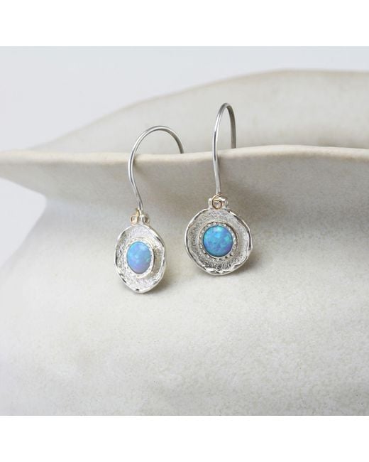 Isla Silver Blue Handmade Fire Opal Drop Earrings