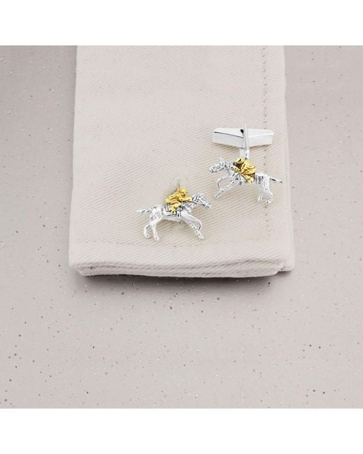 Simon Kemp Jewellers White Horse And Jockey Cufflinks Eighteen Carat And for men