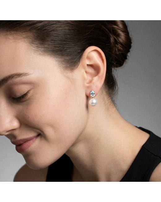 Kai Fine Jewelry Multicolor Solid Natural Aquamarine & Pearl Venus Tears Convertible Earrings