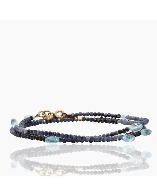 Lori Kaplan Design Blue Triple Wrap Sapphire And Topaz Necklace
