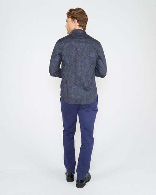 Lords of Harlech Blue Morris Madrid Paisley Shirt for men