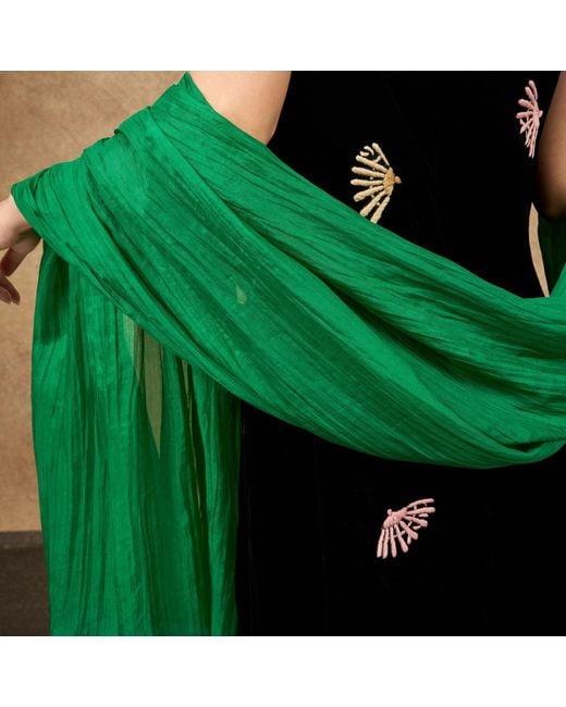 Silk and Bears Green Emerald Silk Scarf – Hand-Dyed Mulberry Silk Shawl, Wedding & Evening Wrap