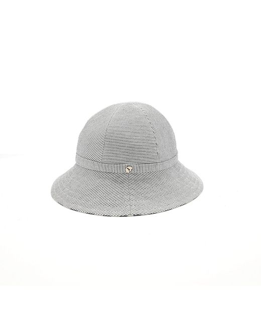 DORIA 1905 Gray Striped Fabric Cloche Hat