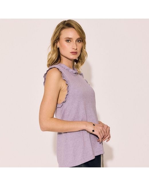 Lindsay Nicholas New York Blue Frill Crewneck Shell